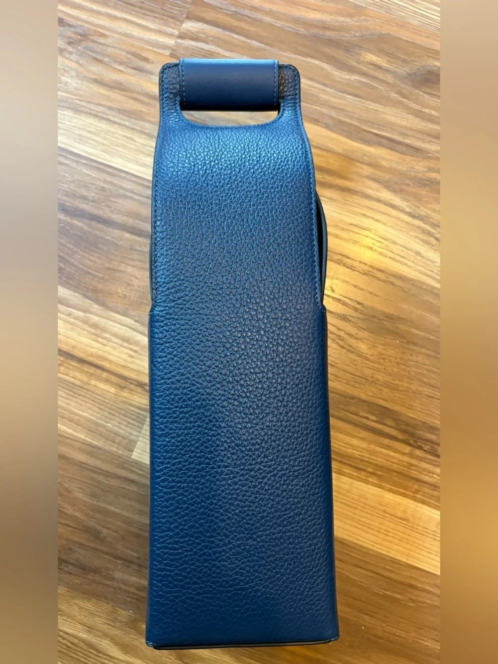 Coach Deep Navy Pebbled Leather Wine Bottle Carrier